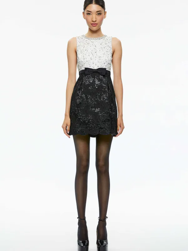 Women Alice and Olivia True Embellished Bodice Mini Dress