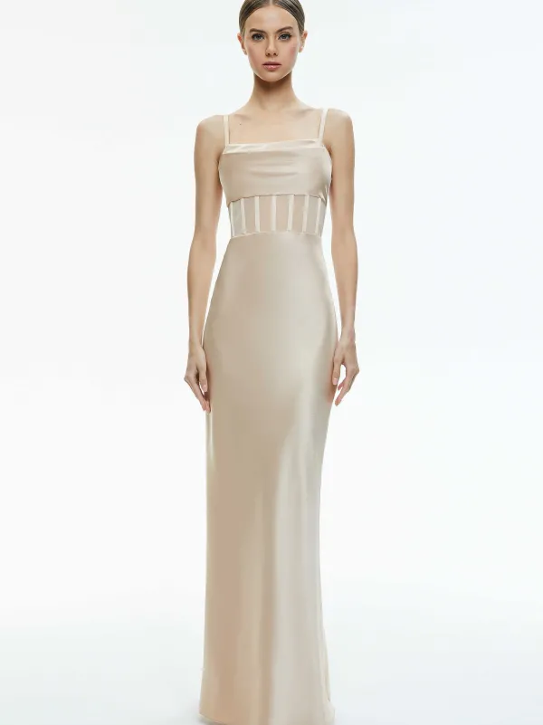 Women Alice and Olivia Valentina Draped Corset Maxi Dress