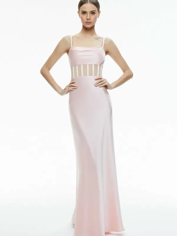 Women Alice and Olivia Valentina Draped Corset Maxi Dress