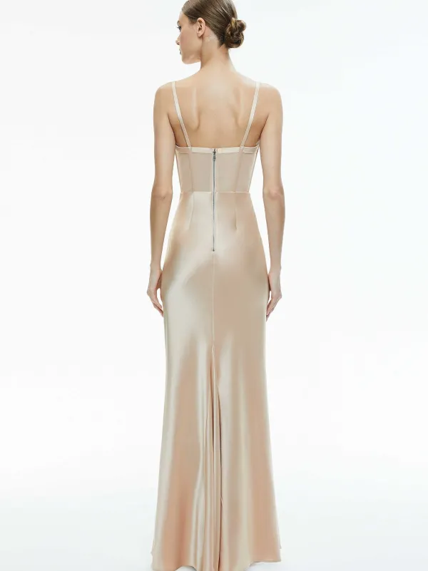 Women Alice and Olivia Valentina Draped Corset Maxi Dress