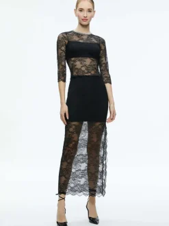 Women Alice and Olivia Vanita Embellished Neck Lace Crop Top