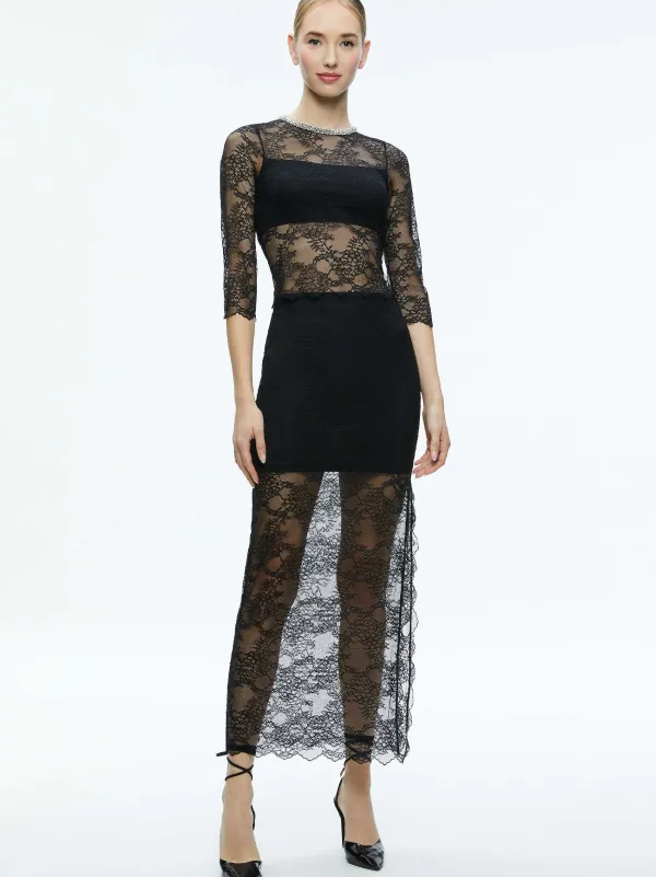 Women Alice and Olivia Vanita Embellished Neck Lace Crop Top