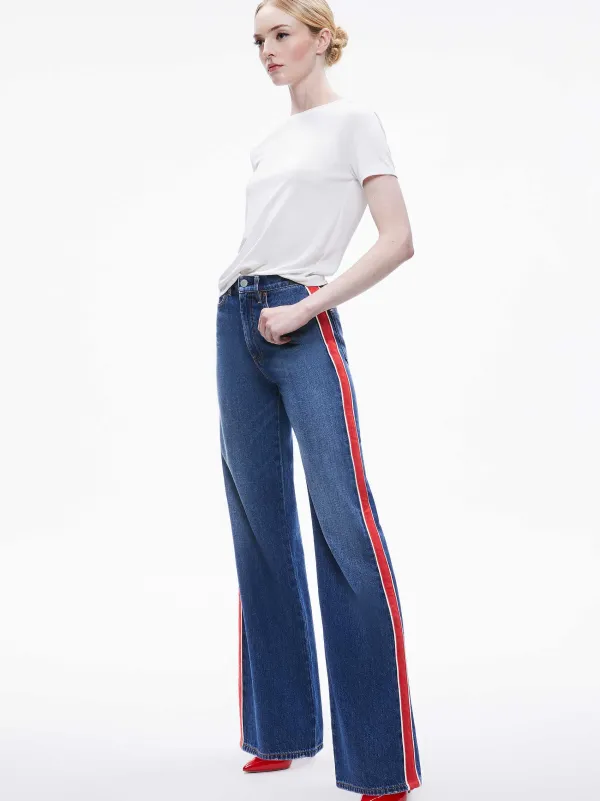 Women Alice and Olivia Weezy Side Stripe Jean