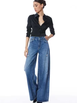 Women Alice and Olivia Willa Fitted Placket Top