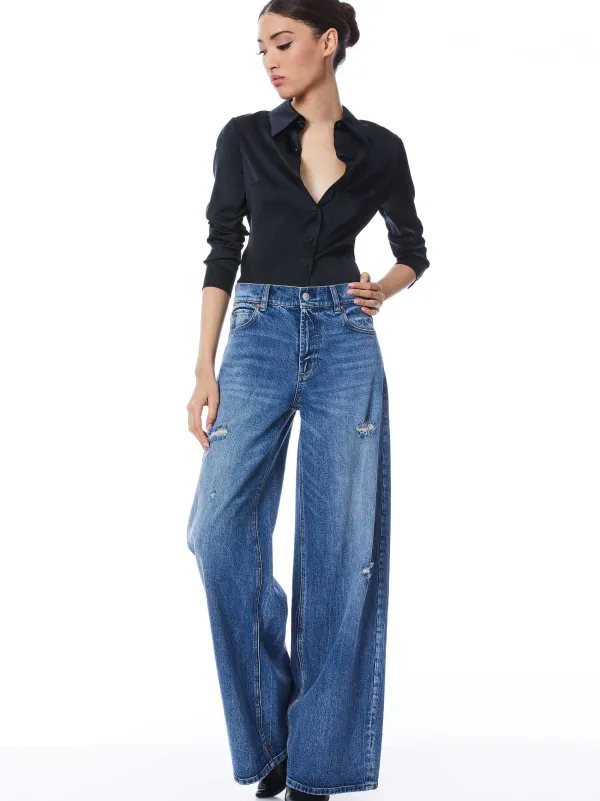 Women Alice and Olivia Willa Fitted Placket Top