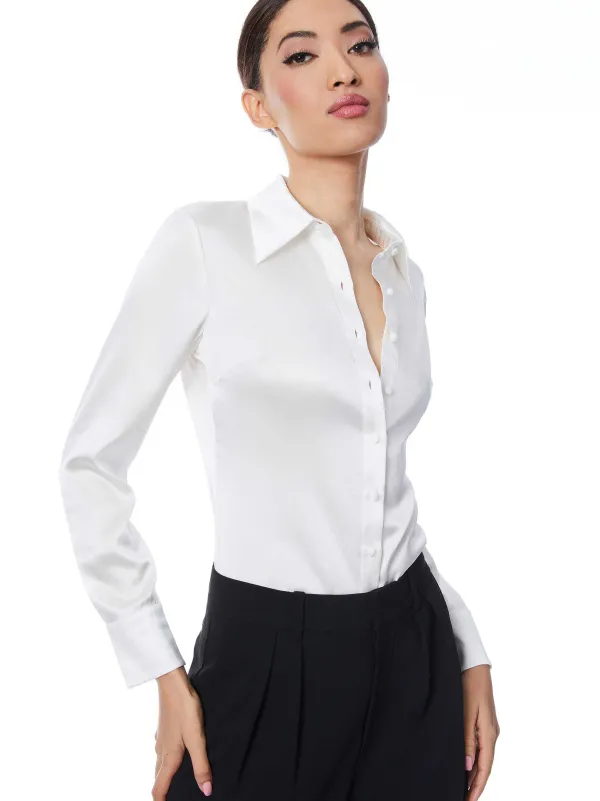 Women Alice and Olivia Willa Fitted Placket Top