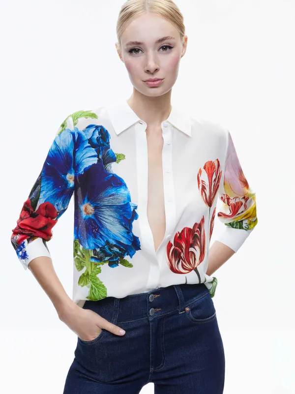 Women Alice and Olivia Willa Placket Top