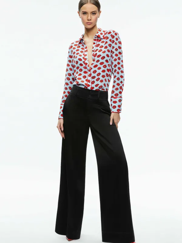 Women Alice and Olivia Willa Placket Top With Piping