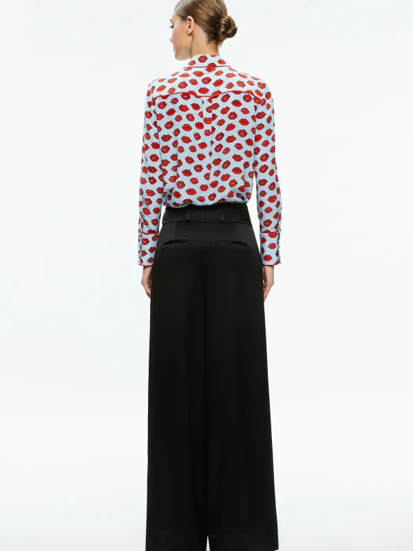 Women Alice and Olivia Willa Placket Top With Piping