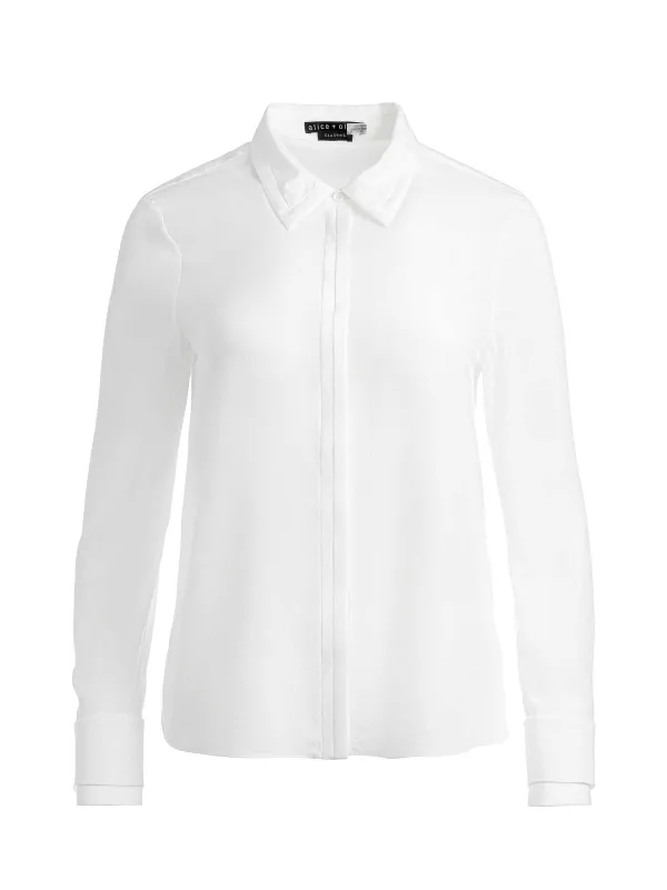 Women Alice and Olivia Willa Relaxed Placket Top With Piping Detail
