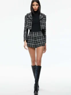 Women Alice and Olivia Yardley Cropped Fray Hem Jacket