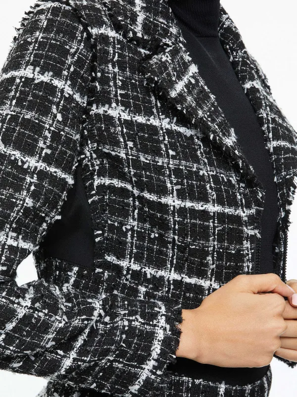 Women Alice and Olivia Yardley Cropped Fray Hem Jacket + Donald Tweed Short