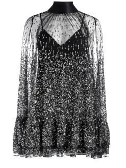 Women Alice and Olivia Zenon Sequin Cape Mini Dress